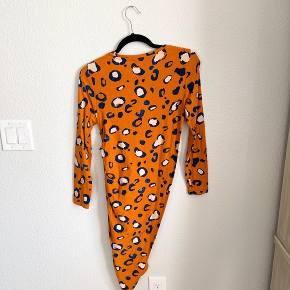 3.1 Phillip Lim for Target Yellow Royal Blue Leopard Print Bodycon Ruched Dress - Picture 4 of 6